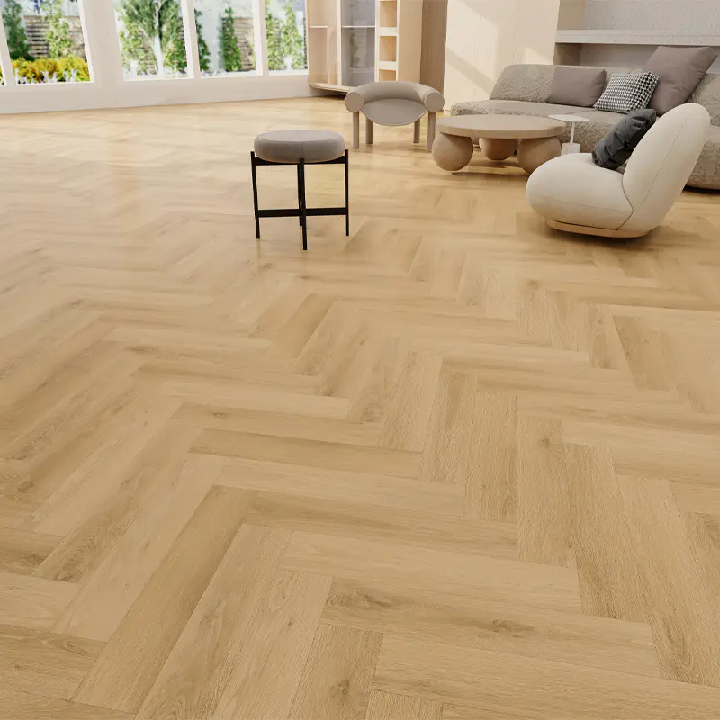 Lantai Vinyl SPC Herringbone Tahan Api