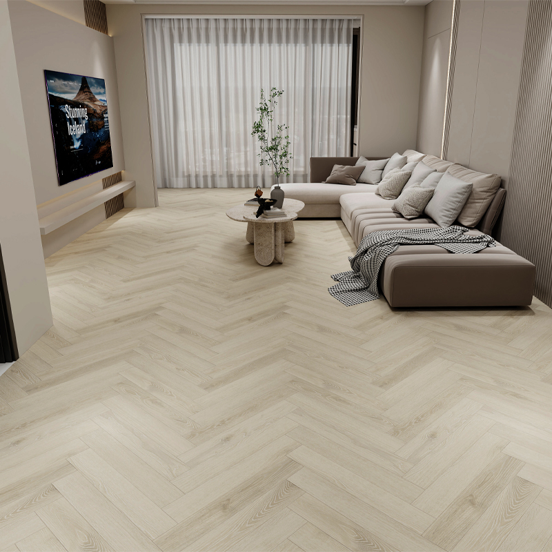 Lantai Laminasi Gaya Herringbone untuk Ruang Tamu